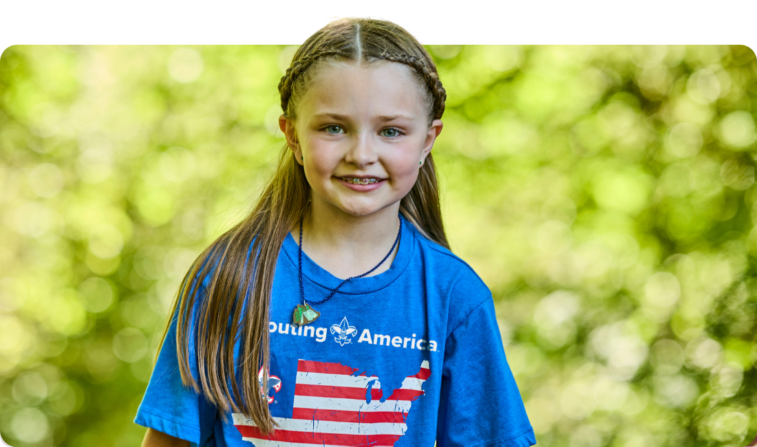 Cub Scout girl smiling