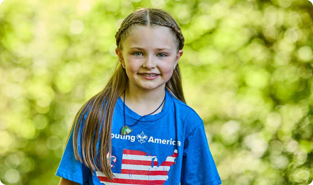 Cub Scout girl smiling